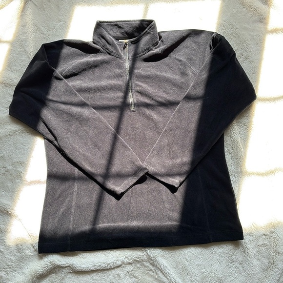 L.L. Bean Quarter Zip Black Fleece Large Pullover Sweater - Picture 1 of 8